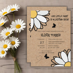 Dainty Daisy Minimalist Craft Baby Shower Invitation