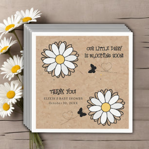 Dainty Daisy Minimalist Craft Baby Shower Napkins