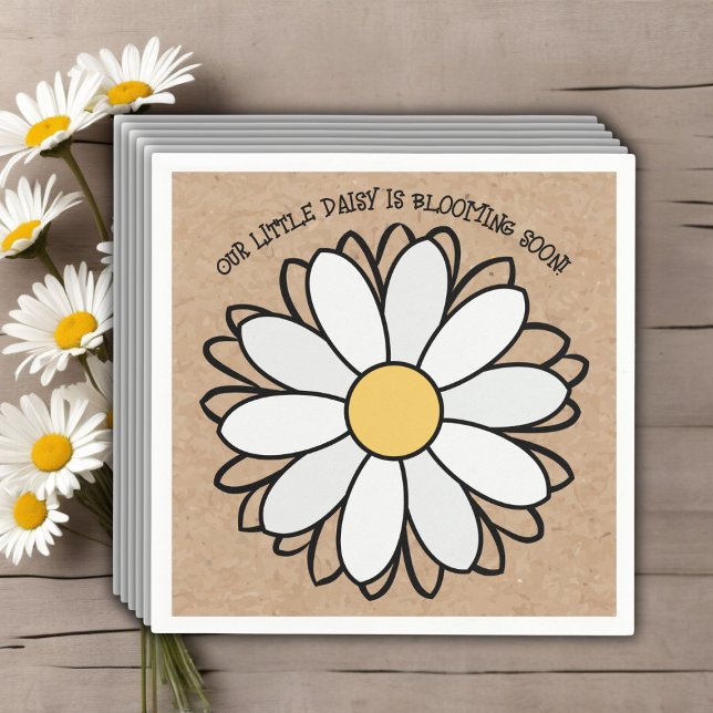 Dainty Daisy Minimalist Craft Baby Shower Napkins (Creator Uploaded)