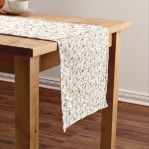 Dainty Ditsy Watercolor Floral Pastel Pattern Short Table Runner