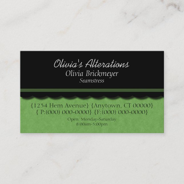 Dainty Diva Business Card, Lime Green Card (Front)