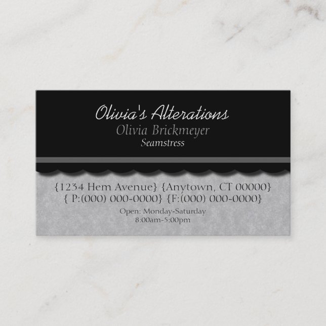 Dainty Diva Business Card, Soft Gray Card (Front)