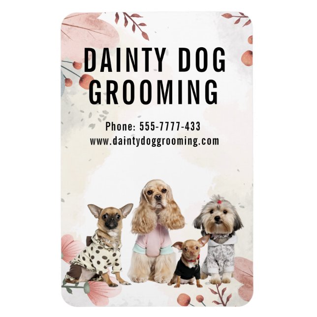Dainty Dog Grooming Business Magnet (Vertical)
