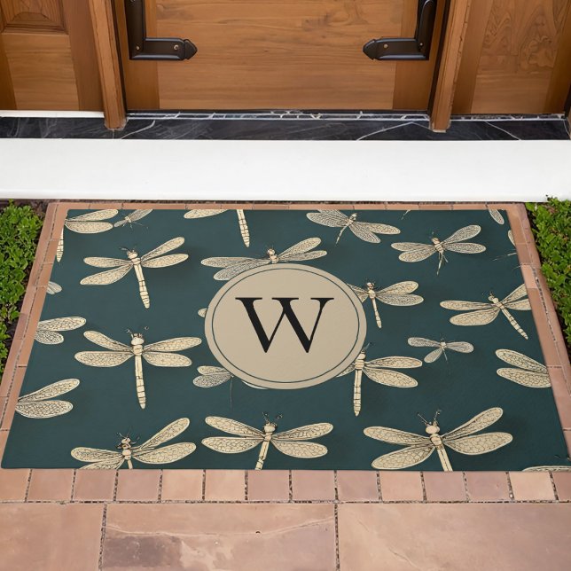 Dainty Dragonflies Monogram  Doormat (Creator Uploaded)