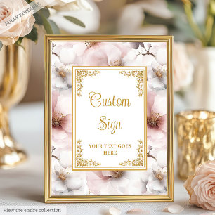Dainty dusty pink flowers with gold accents 8x10  poster