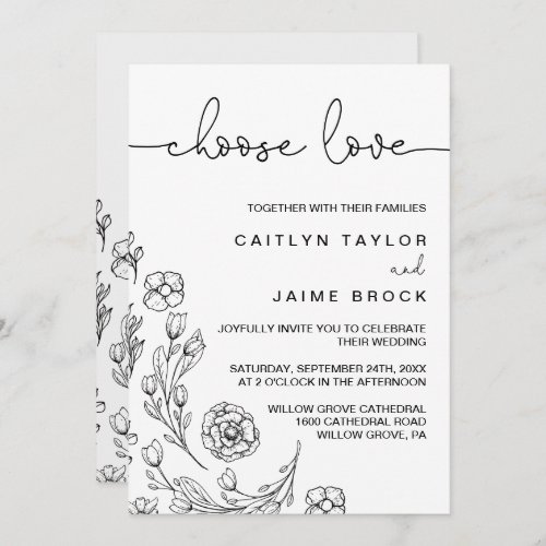 Dainty Elegance Choose Love Wedding Invitation
