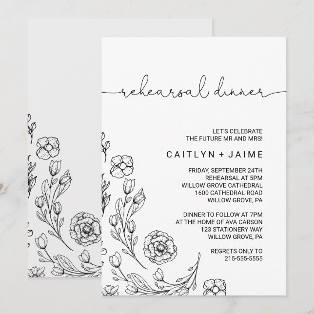 Dainty Elegance Rehearsal Dinner Invitation (Front/Back)