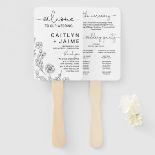 Dainty Elegance Wedding Program Hand Fan
