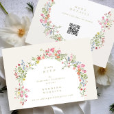 romantic dainty floral arch spring garden wedding RSVP card