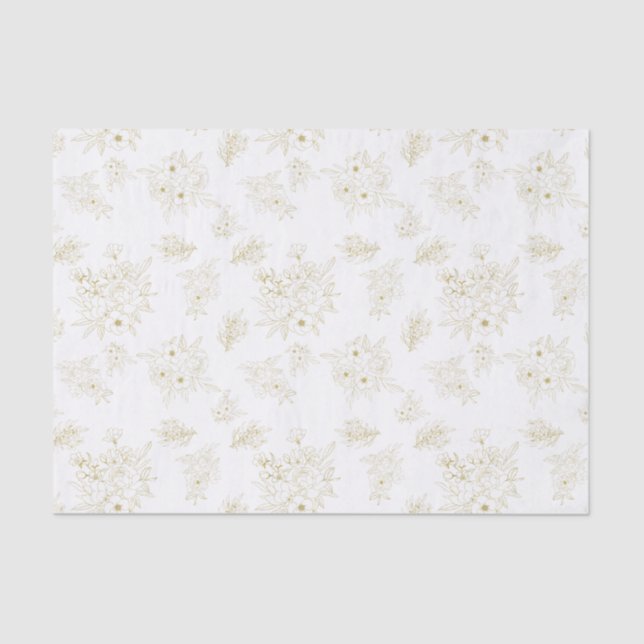 Dainty Floral Bouquet Botanical Art Pattern Tissue Paper (Front)