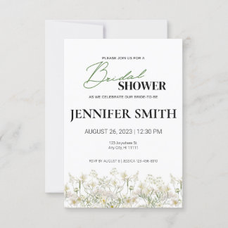 Dainty Floral Bridal Shower Invitation - Low Trim
