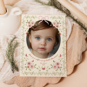 Dainty Floral Christmas Photo Holiday Card