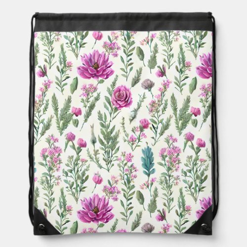 Dainty Floral   Drawstring Bag
