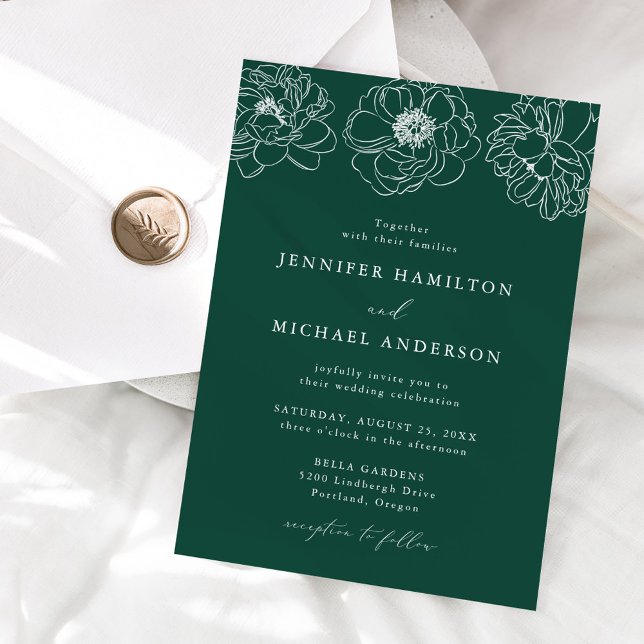 Dainty Floral Green Wedding Invitation (Creator Uploaded)