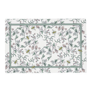Dainty Floral Laminated Placemat with Bees