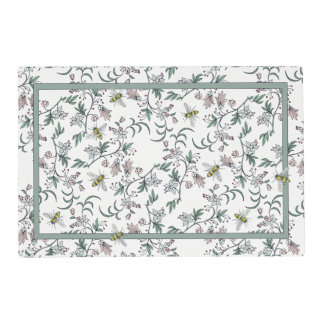 Dainty Floral Laminated Placemat with Bees