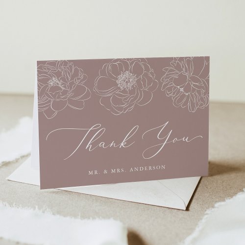 Dainty Floral Mauve Wedding Thank You Card