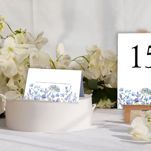 Dainty Floral Periwinkle Wildflower Wedding Table Place Card