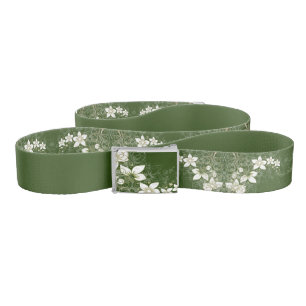 Dainty Floral Scroll on Green Belt