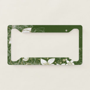 Dainty Floral Scroll on Green  License Plate Frame