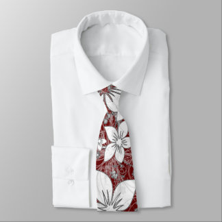 Dainty Floral Scroll on Red Neck Tie