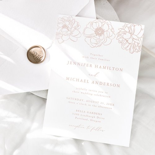 Dainty Floral Wedding Foil Invitation