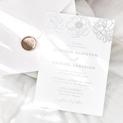 Dainty Floral Wedding Foil Invitation
