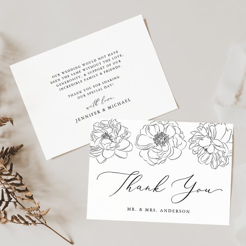 Dainty Floral Wedding Thank You Card
