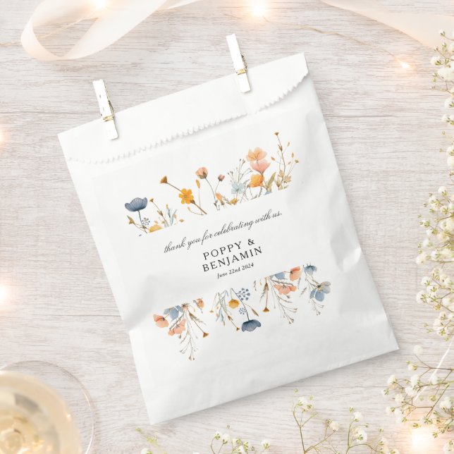 Dainty Floral Wildflower Wedding Favor Bag (Clipped)
