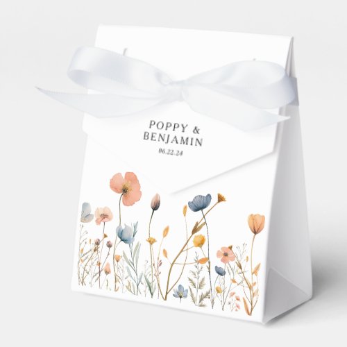 Dainty Floral Wildflower Wedding Favor Boxes