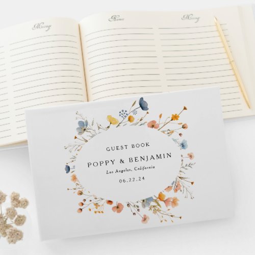 Dainty Floral Wildflower Wedding Guest Book