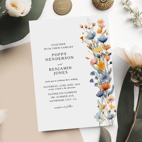 Dainty Floral Wildflower Wedding Invitation