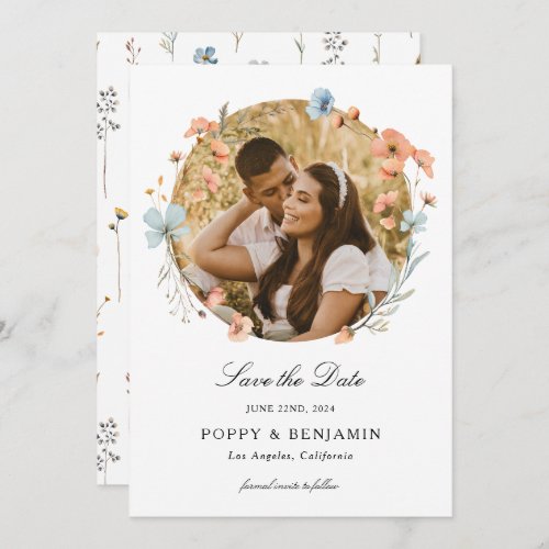 Dainty Floral Wildflower Wedding Save The Date