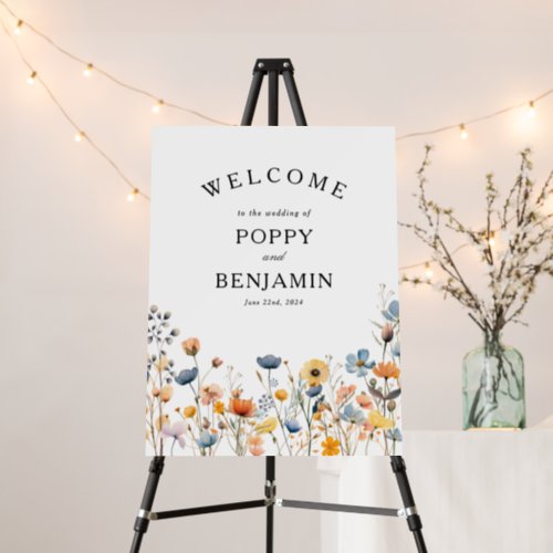 Dainty Floral Wildflower Wedding Welcome Foam Board