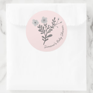 Dainty Florals Elegant Chic CUSTOM BABY SHOWER Classic Round Sticker