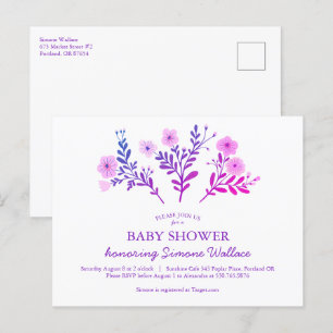 Dainty Florals Elegant Chic CUSTOM BABY SHOWER Invitation Postcard