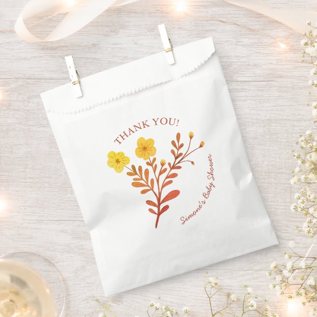 Dainty Florals Elegant THANK YOU BABY SHOWER Favor Bag (Clipped)