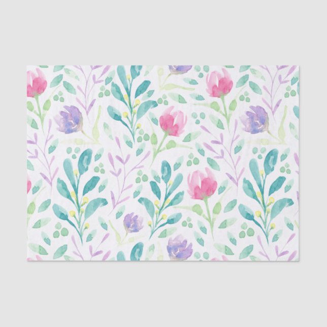 Dainty Florals in Watercolor Tissue Paper (Front)