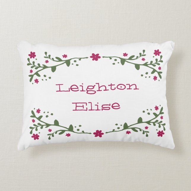 Dainty Florals Personalized Decorative Pillow (Front)