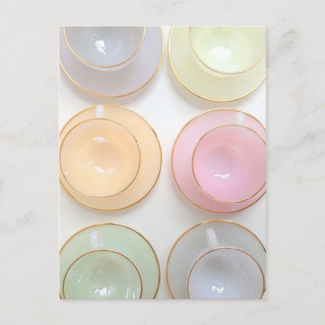 Dainty Girly Pastel Tea Cup card (Front)