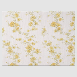 Dainty Golden Yellow Vintage Floral Pattern Tissue Paper
