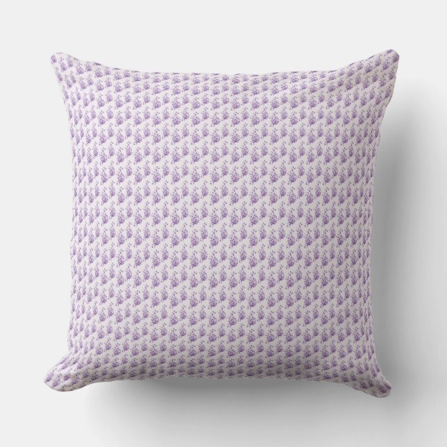 Dainty Lavender Floral Meadow Pattern Throw Pillow (Front)