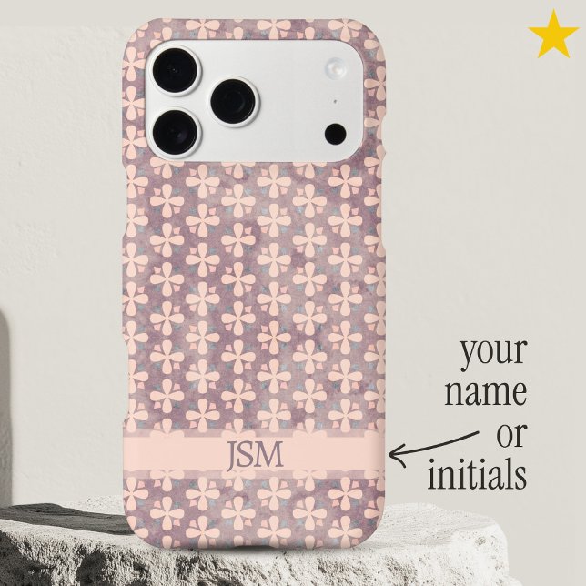 Dainty Lavender Flowers Dots Pattern Custom Name iPhone Case (Creator Uploaded)
