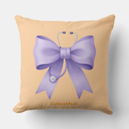 Dainty Lavender Nurse Bow Throw Pillow