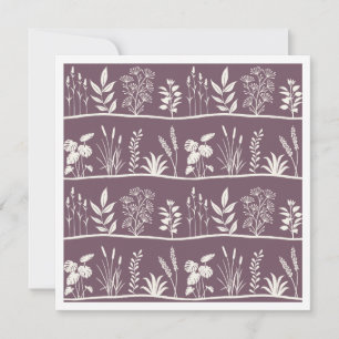 Dainty Meadow Minimalist Botanical Silhouette Plum Note Card