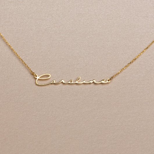 Dainty Minimalist Script Name Necklace (Front)