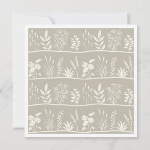 Dainty Neutral Beige Minimal Botanical Silhouette Note Card
