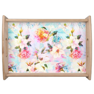 Dainty Pastel Floral Serving Tray