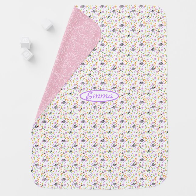 Dainty pastel flowers, butterflies and ribbons baby blanket (In Situ)
