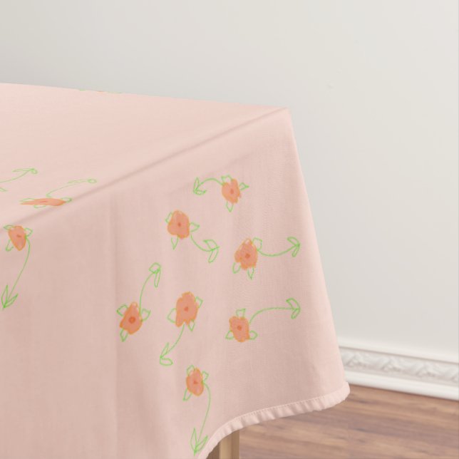 Dainty Peach Floral Tablecloth (In Situ)